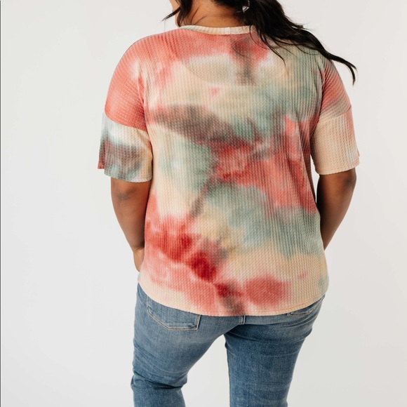 Waffle Knit Tie Dye Top in Sunrise - Picture 8 of 15